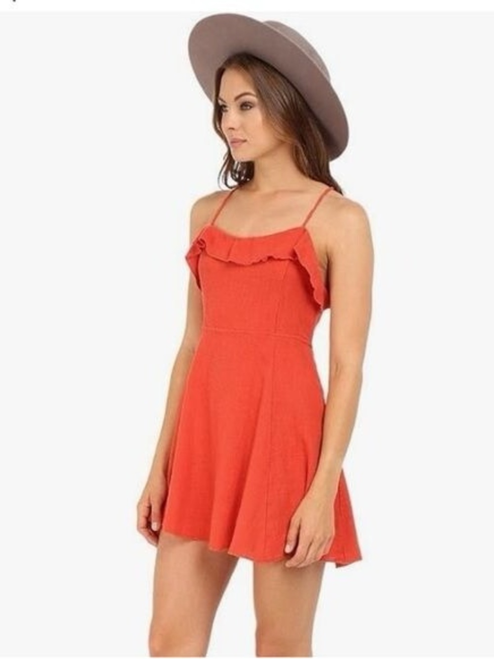 Free People More Than a Mini Dress Coral Lace Up Back